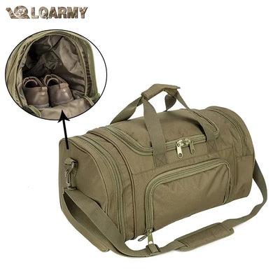 LQAMRY 40L sac de voyage tactique hommes sac à main en plein air sacs de bagages de sport week-end salle de sport randonnée Trekking sac avec compartiment à chaussures