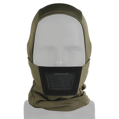 Cagoule tactique en maille, masque respirant pour la chasse, la randonnée, le cyclisme, le sport, le tir CS, Protection complète du visage, doublure de casque green
