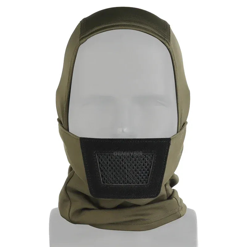 Cagoule tactique en maille, masque respirant pour la chasse, la randonnée, le cyclisme, le sport, le tir CS, Protection complète du visage, doublure de casque green