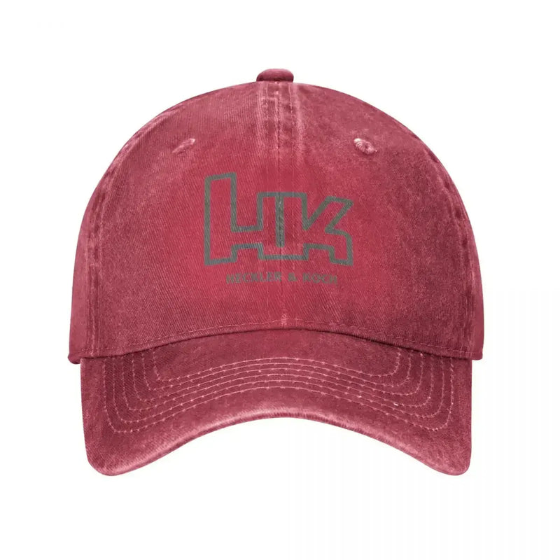 Casquette de baseball rétro Heckler Koch HK pour hommes et femmes, casquette snapback en denim vieilli, casquette de voyage pour toutes les saisons Rouge / Taille unique