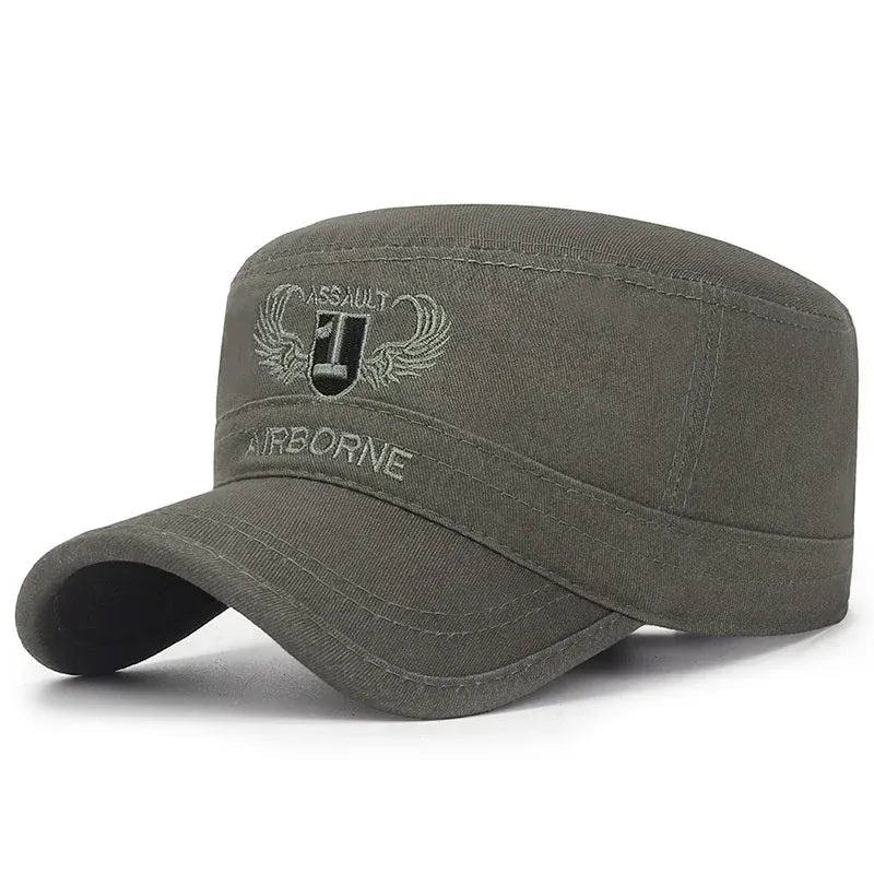 AIRBORNE Airborne Commando Cadet Flat Cap Sun Hat Trucker Caps Dad Hats ArmyGreen