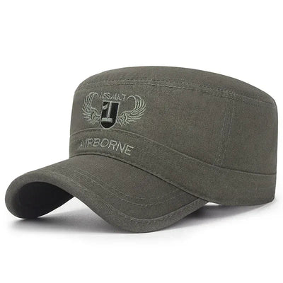 AIRBORNE Airborne Commando Cadet Flat Cap Sun Hat Trucker Caps Dad Hats ArmyGreen