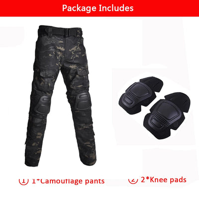 ACTION AIRSOFT black camo / S(50-60kg) Airsoft Uniform Tactical Suits Army Camouflage Pants Military Clothing Hunting Clothes Paintball Suits Combat Shirt Pants +Pads