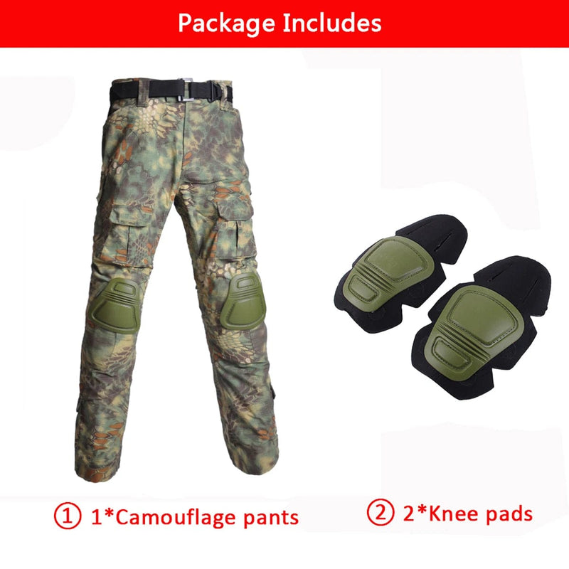 ACTION AIRSOFT green python / S(50-60kg) Airsoft Uniform Tactical Suits Army Camouflage Pants Military Clothing Hunting Clothes Paintball Suits Combat Shirt Pants +Pads