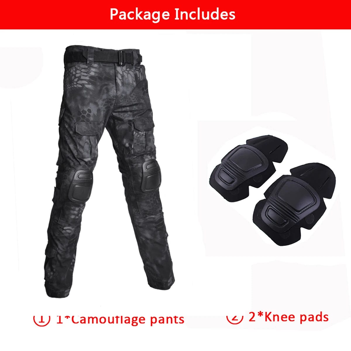 ACTION AIRSOFT black python / S(50-60kg) Airsoft Uniform Tactical Suits Army Camouflage Pants Military Clothing Hunting Clothes Paintball Suits Combat Shirt Pants +Pads