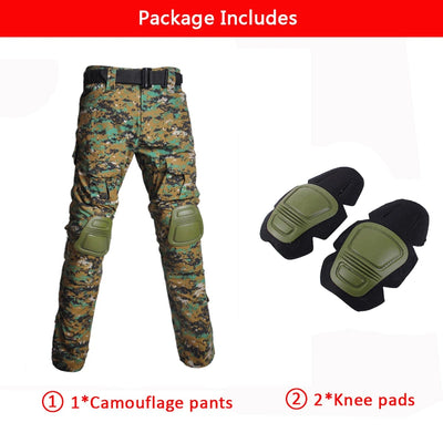 ACTION AIRSOFT jungle digtal / S(50-60kg) Airsoft Uniform Tactical Suits Army Camouflage Pants Military Clothing Hunting Clothes Paintball Suits Combat Shirt Pants +Pads