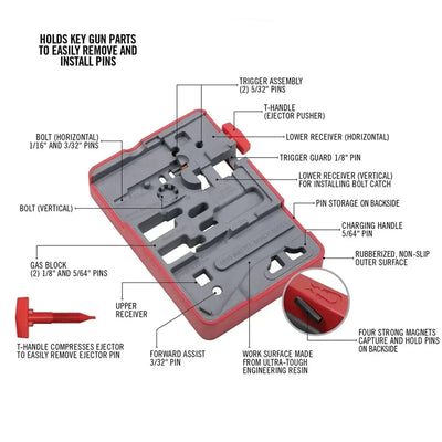 AR15 Master Bench Block Ultra-Tough Construction AR-15 Repair Tools Bench With 4 Magnet Sturdy Non-slip Surface G096