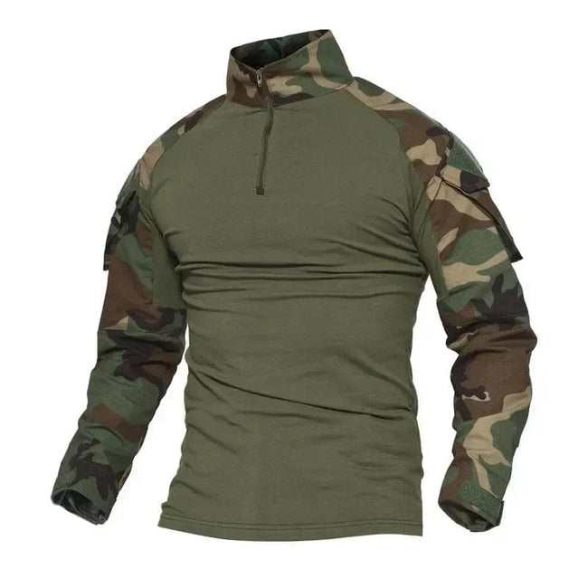 Army Combat T Shirt Men Long Sleeve Tactical Hiking T-shirts Safari Camo Cotton Military Shirt Hunting Clothes Airsoft T Shirts Jungle camo / XXL-80-90kg