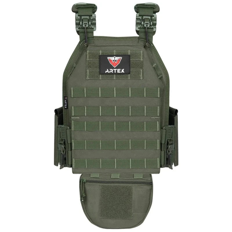 ARTEX Combat Vest Outdoor Hunting Protective Shoulder Adjustable Airsoft Plate Carrier 1000D polyester belly bag tactical vest green