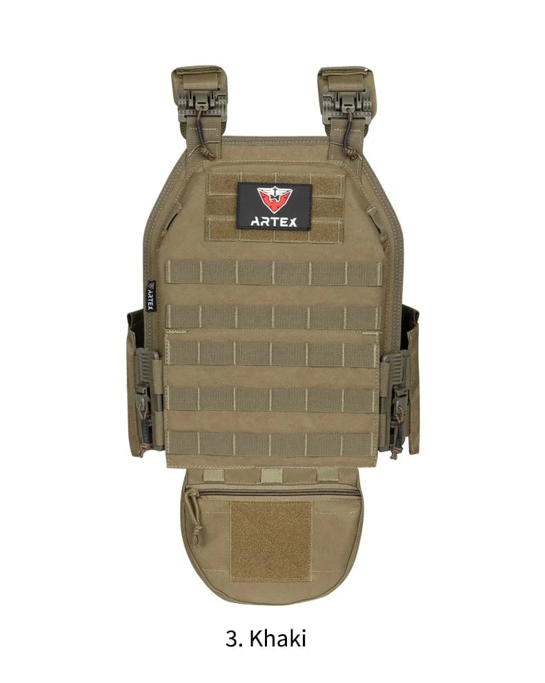 ARTEX Combat Vest Outdoor Hunting Protective Shoulder Adjustable Airsoft Plate Carrier 1000D polyester belly bag tactical vest Khaki