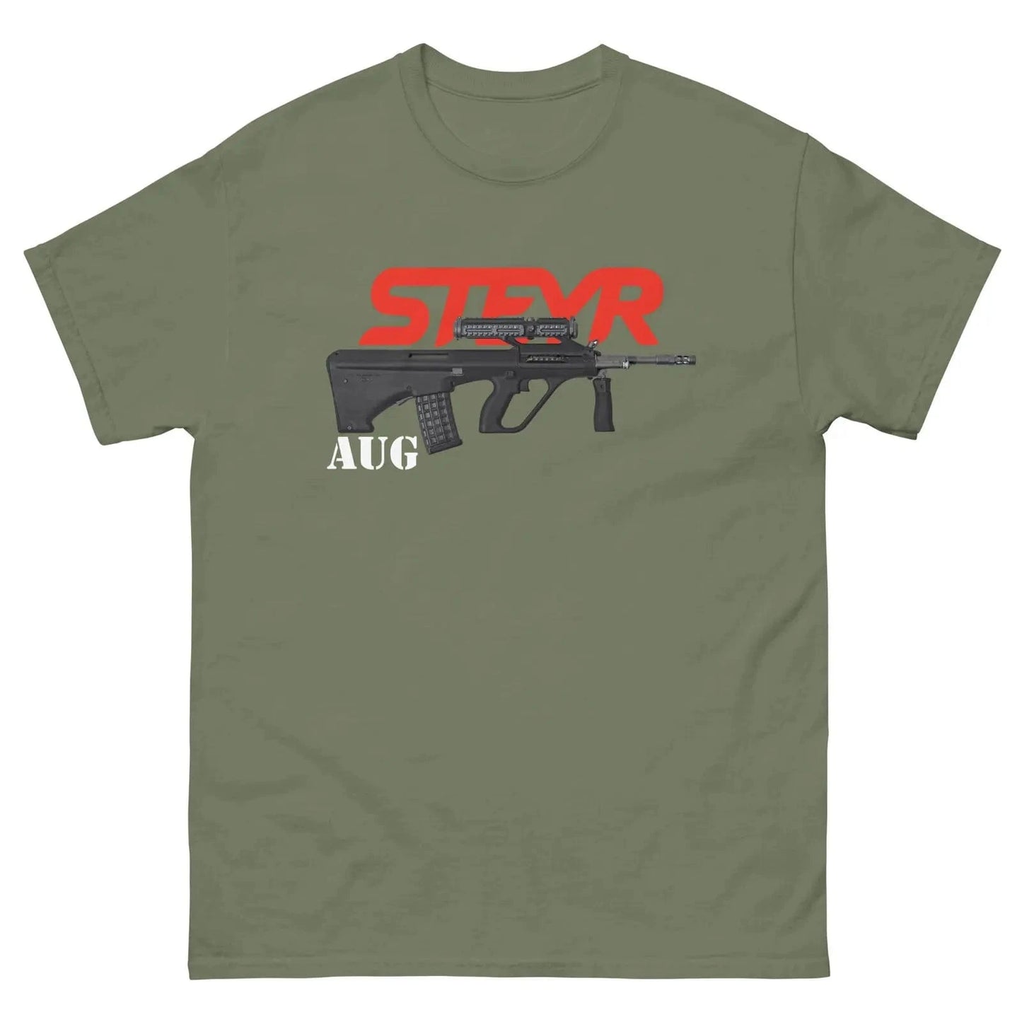 AUG Steyr Assault Rifle Weapon Gun Collector T-Shirt 100% Cotton O-Neck Short Sleeve Summer Casual Mens T-shirt Size S-3XL army green / M