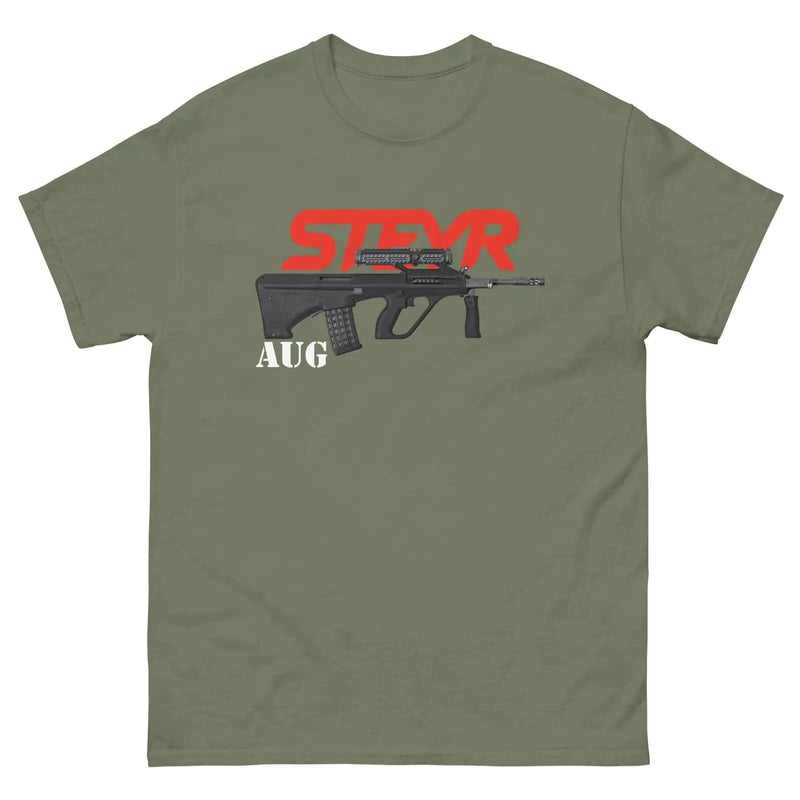 AUG Steyr Assault Rifle Weapon Gun Collector T-Shirt 100% Cotton O-Neck Short Sleeve Summer Casual Mens T-shirt Size S-3XL army green / M