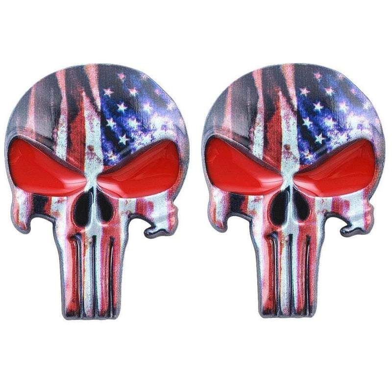 LEGEND AIRSOFT 0 Drapeau US yeux rouge x2 Autocollant crâne 3D magnétique