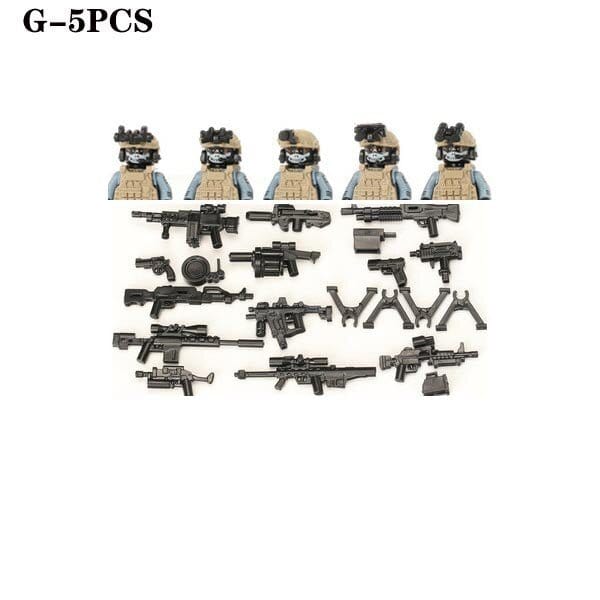 ACTION AIRSOFT 0 Khaki-G-5PCS Blocs construction soldat Forces spéciales