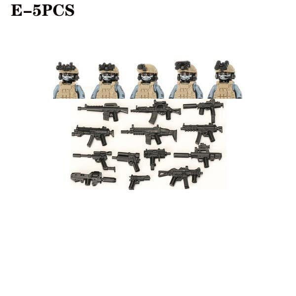 ACTION AIRSOFT 0 Khaki-E-5PCS Blocs construction soldat Forces spéciales