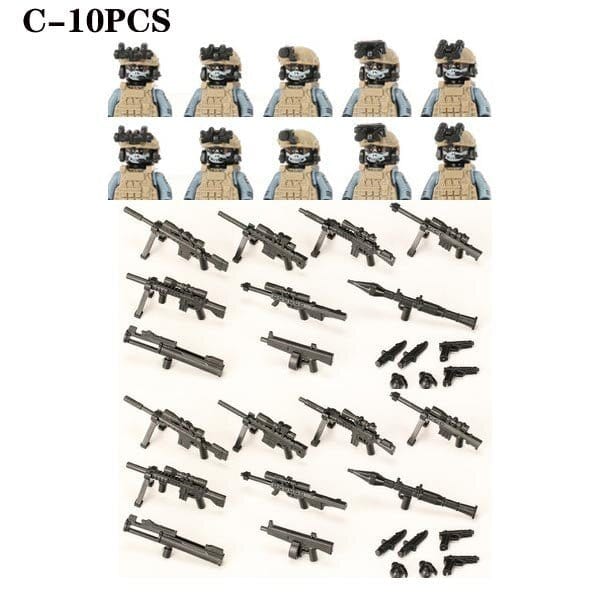 ACTION AIRSOFT 0 Khaki-C-10PCS Blocs construction soldat Forces spéciales