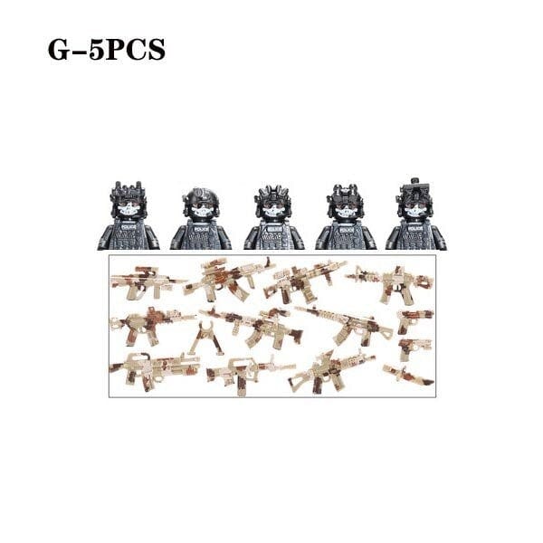 ACTION AIRSOFT 0 Black-G-5PCS Blocs construction soldat Forces spéciales