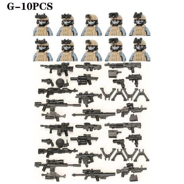 ACTION AIRSOFT 0 Khaki-G-10PCS Blocs construction soldat Forces spéciales