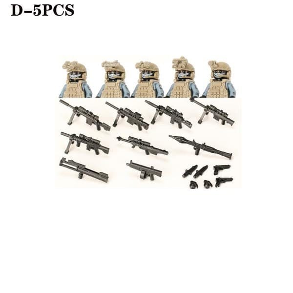 ACTION AIRSOFT 0 Khaki-D-5PCS Blocs construction soldat Forces spéciales