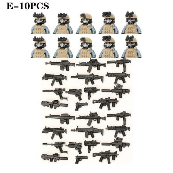 ACTION AIRSOFT 0 Khaki-E-10PCS Blocs construction soldat Forces spéciales