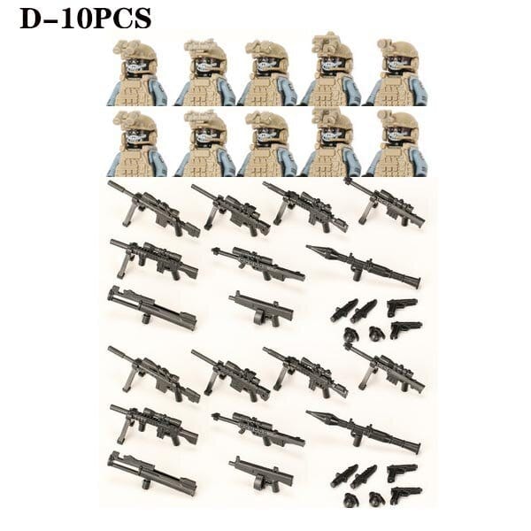 ACTION AIRSOFT 0 Khaki-D-10PCS Blocs construction soldat Forces spéciales