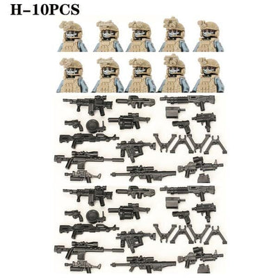 ACTION AIRSOFT 0 Khaki-H-10PCS Blocs construction soldat Forces spéciales