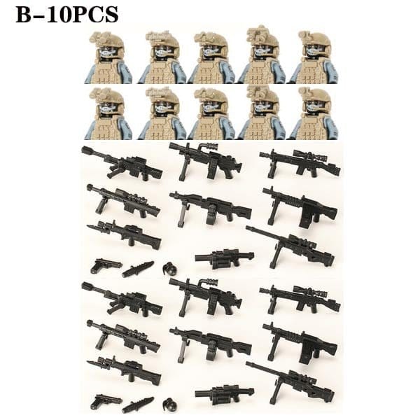 ACTION AIRSOFT 0 Khaki-B-10PCS Blocs construction soldat Forces spéciales