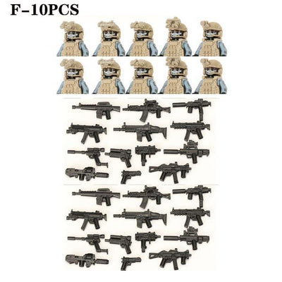 ACTION AIRSOFT 0 Khaki-F-10PCS Blocs construction soldat Forces spéciales