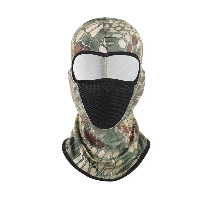 Breathable Mesh Camouflage Balaclava Full Face Mask Ski Cycling Hunting Head Cover Scarf Blaclava Cap Green Python