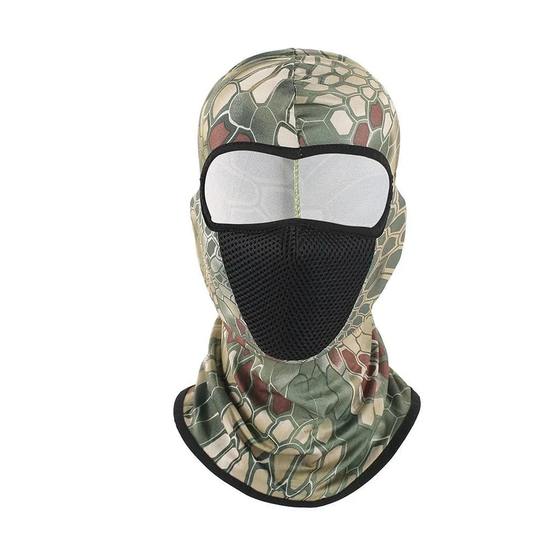 Breathable Mesh Camouflage Balaclava Full Face Mask Ski Cycling Hunting Head Cover Scarf Blaclava Cap Green Python
