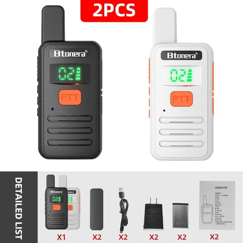 Btonera T1 Mini Walkie Talkie pmr 446 Profesional Walkie Talkies Largo Alcance mini Radio Wolkie Tokie Walkies de Largo Alcance Black-White / US