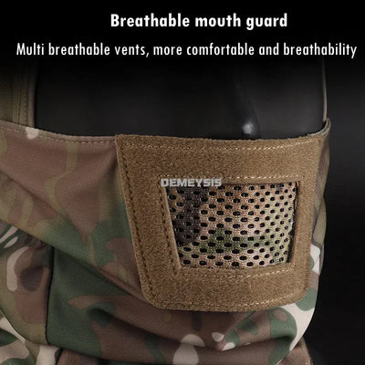 Cagoule tactique en maille, masque respirant pour la chasse, la randonnée, le cyclisme, le sport, le tir CS, Protection complète du visage, doublure de casque