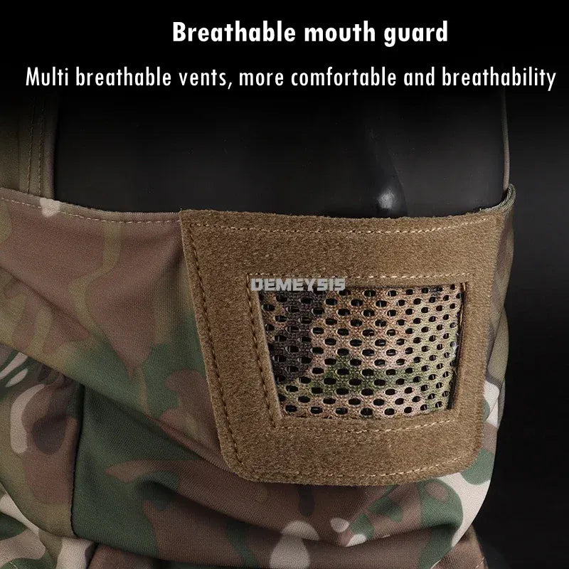 Cagoule tactique en maille, masque respirant pour la chasse, la randonnée, le cyclisme, le sport, le tir CS, Protection complète du visage, doublure de casque