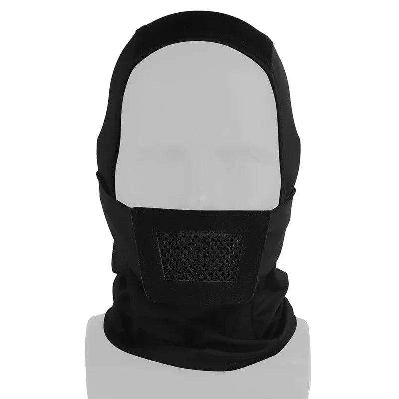 Cagoule tactique en maille, masque respirant pour la chasse, la randonnée, le cyclisme, le sport, le tir CS, Protection complète du visage, doublure de casque black