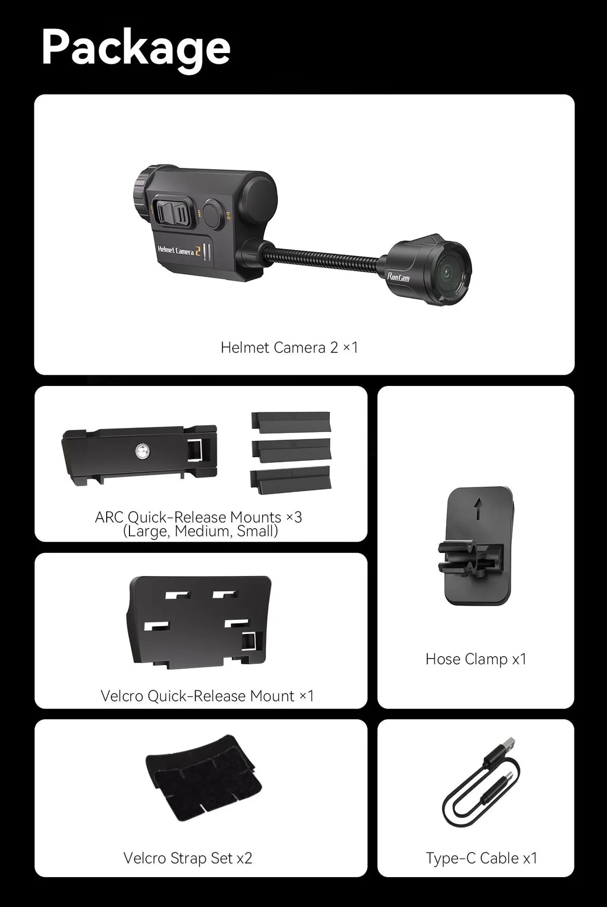 Caméra de casque RunCam 2 Helmetcam2, enregistrement nocturne, objectif réglable, caméra d'action vidéo, pièces de rechange Helmetcam2