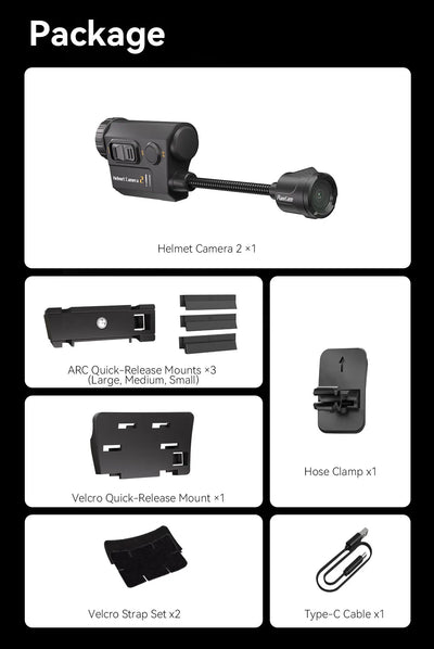 Caméra de casque RunCam 2 Helmetcam2, enregistrement nocturne, objectif réglable, caméra d'action vidéo, pièces de rechange Helmetcam2