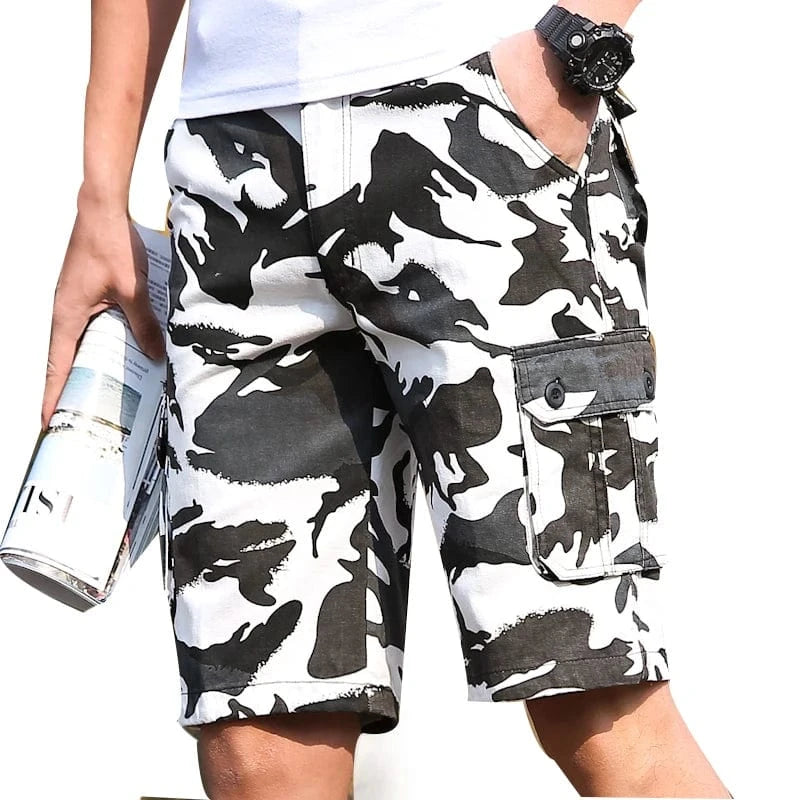 Camouflage Shorts Men Cargo Short Summer Tactical Ripstop Bermuda Shorts Gym Cotton Training Hiking White Big Size