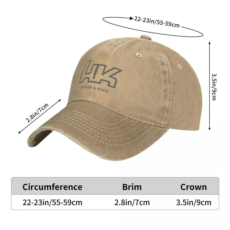 Casquette de baseball rétro Heckler Koch HK pour hommes et femmes, casquette snapback en denim vieilli, casquette de voyage pour toutes les saisons