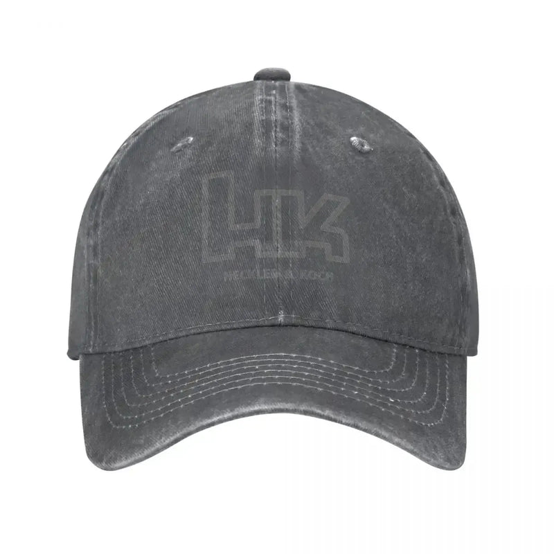 Casquette de baseball rétro Heckler Koch HK pour hommes et femmes, casquette snapback en denim vieilli, casquette de voyage pour toutes les saisons GRIS FONCÉ / Taille unique