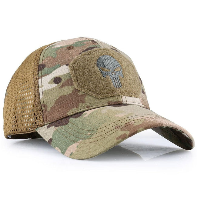 eventoloisirs 0 Camo WoodLand / 54-58cm Casquette motif crâne JOS Airsoft