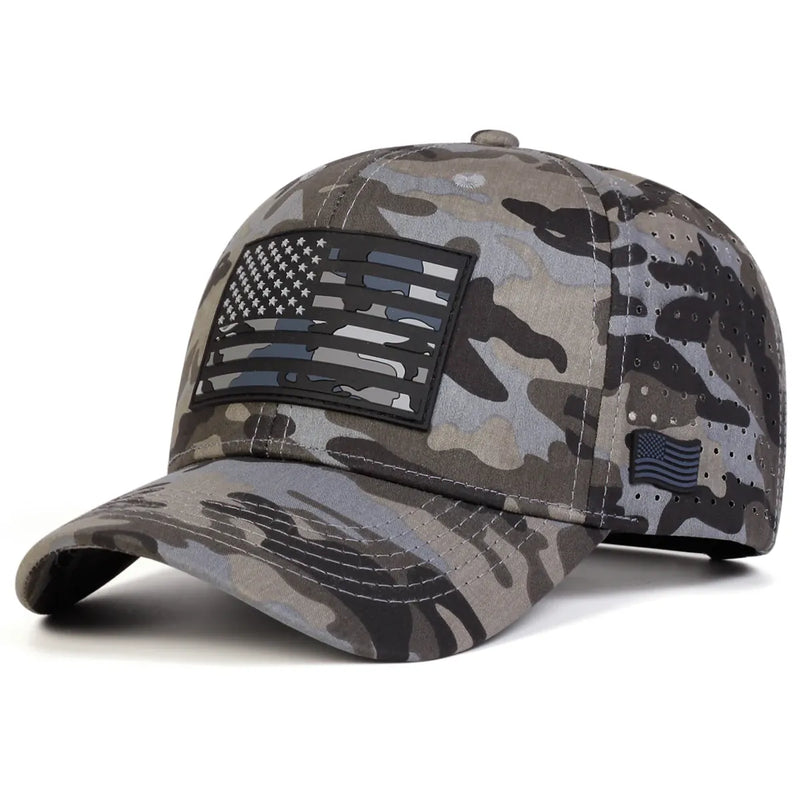 Casquettes de Baseball unisexes avec broderie de drapeau américain, chapeaux décontractés réglables pour l'extérieur, chapeau de protection solaire, casquette de sport, printemps et été gris