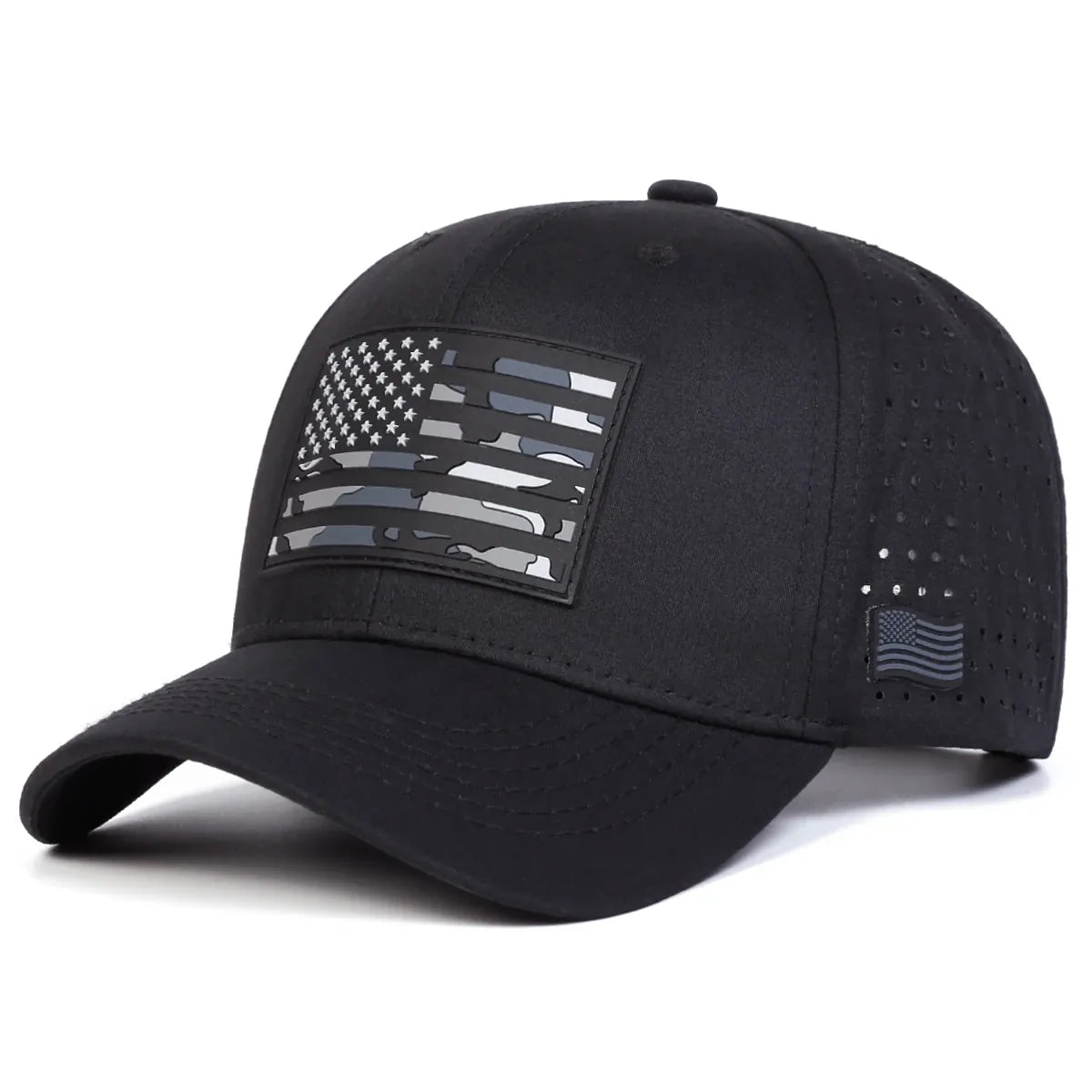Casquettes de Baseball unisexes avec broderie de drapeau américain, chapeaux décontractés réglables pour l'extérieur, chapeau de protection solaire, casquette de sport, printemps et été noir
