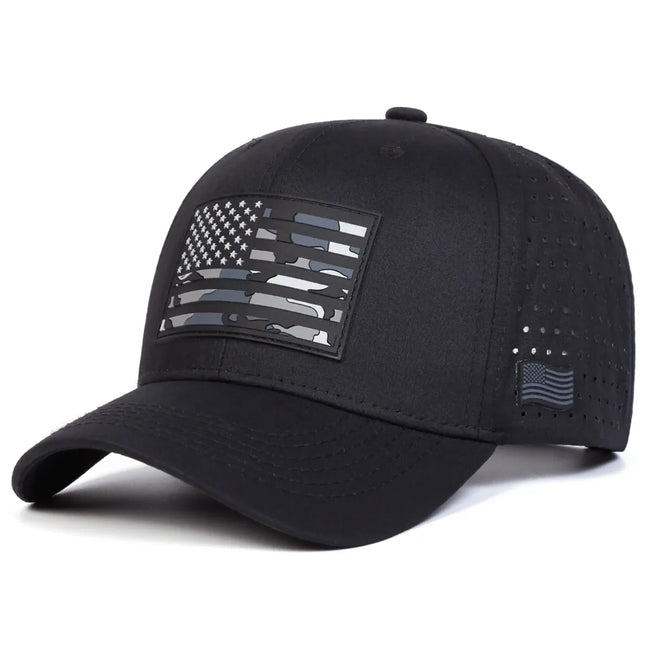 Casquettes de Baseball unisexes avec broderie de drapeau américain, chapeaux décontractés réglables pour l'extérieur, chapeau de protection solaire, casquette de sport, printemps et été noir