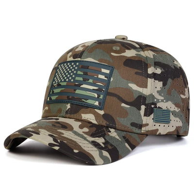 Casquettes de Baseball unisexes avec broderie de drapeau américain, chapeaux décontractés réglables pour l'extérieur, chapeau de protection solaire, casquette de sport, printemps et été vert armée