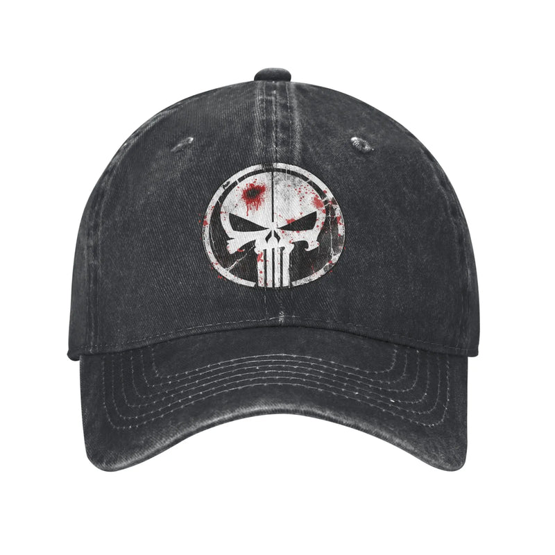 Casual Punisher Blood Baseball Caps for Men Women Distressed Cotton Sun Cap  Outdoor Running Golf Gift Caps Hat