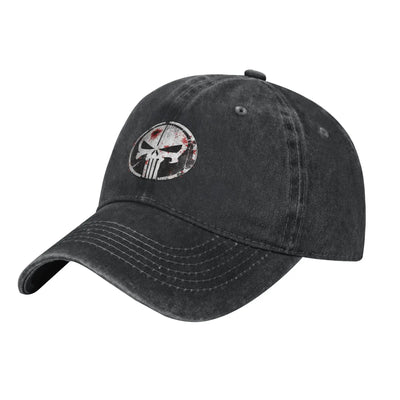 Casual Punisher Blood Baseball Caps for Men Women Distressed Cotton Sun Cap  Outdoor Running Golf Gift Caps Hat black / One Size