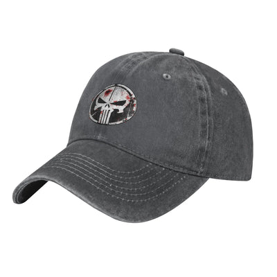 Casual Punisher Blood Baseball Caps for Men Women Distressed Cotton Sun Cap  Outdoor Running Golf Gift Caps Hat Dark Grey / One Size
