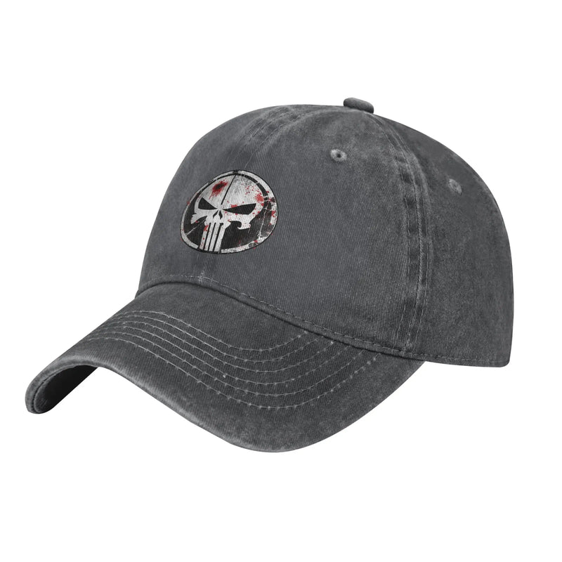 Casual Punisher Blood Baseball Caps for Men Women Distressed Cotton Sun Cap  Outdoor Running Golf Gift Caps Hat Dark Grey / One Size