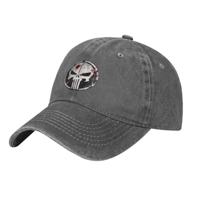 Casual Punisher Blood Baseball Caps for Men Women Distressed Cotton Sun Cap  Outdoor Running Golf Gift Caps Hat GRAY / One Size