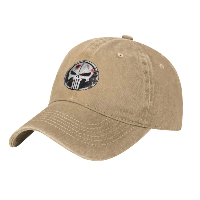 Casual Punisher Blood Baseball Caps for Men Women Distressed Cotton Sun Cap  Outdoor Running Golf Gift Caps Hat Khaki / One Size